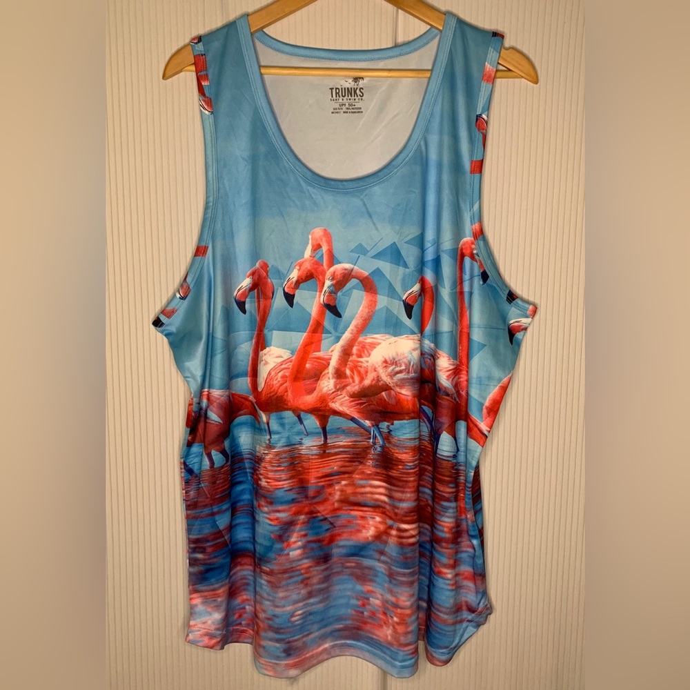 Trunks Surf & Swim Co. - UPF 50+ Mens Tank Top With Flamingo Print - XL